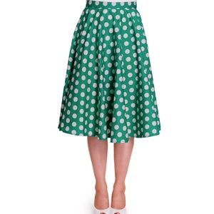 NWT Hell Bunny Mariam Green Polka Dot Skirt
